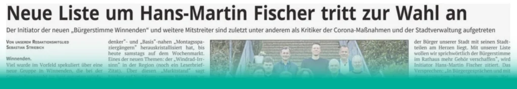 ZVW 15.03.2024 Neue Liste um Hans-Martin Fischer